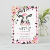 牛の誕生日パーティー ピンクの花畑 ファーム ランチ 誕生日 招待状 (スタンド正面)