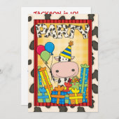 牛の誕生日パーティー 招待状 (正面/裏面)