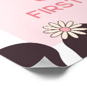 牛の誕生日フローラピンクのウェルカムサイン ポスター (角)