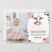 牛の誕生日写真ありがとうカード サンキューカード (正面)