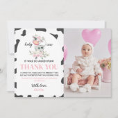 牛の誕生日写真サンキューカード サンキューカード (正面)