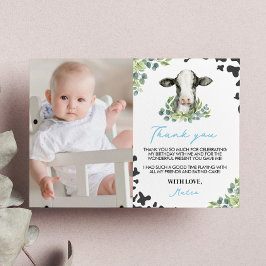 牛の誕生日写真サンキューカード サンキューカード