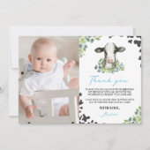 牛の誕生日写真感謝カード サンキューカード (正面)