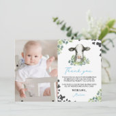 牛の誕生日写真感謝カード サンキューカード (スタンド正面)