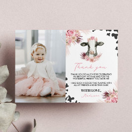 牛の誕生日写真感謝カード サンキューカード