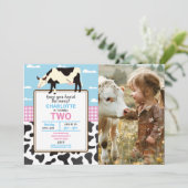 牛の誕生日招待状2番目の聖い牛のパーティー写真 招待状 (スタンド正面)