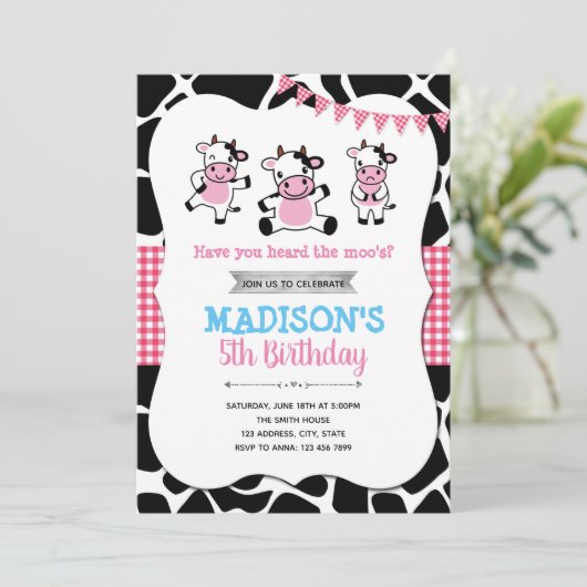 牛の誕生日招待状 招待状 (スタンド正面)