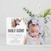 牛の誕生日 |最初の誕生日写真 招待状 (スタンド正面)