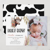 牛の誕生日 |最初の誕生日写真 招待状 (正面/裏面)