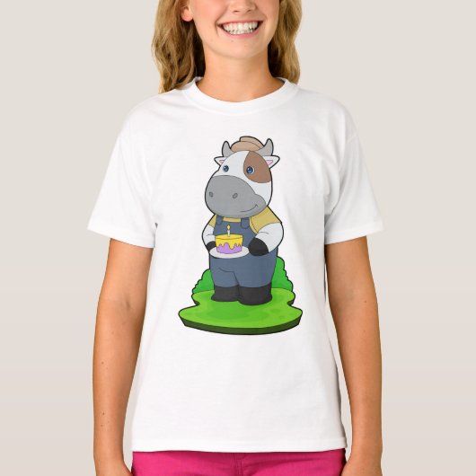牛の誕生日 農家 Tシャツ (正面)