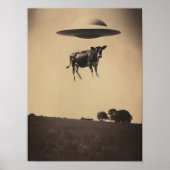 牛の誘拐ポスター UFO誘拐アート エイリアン ウォールアート (正面)