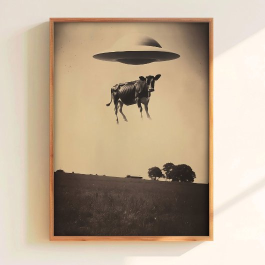 牛の誘拐ポスター UFO誘拐アート エイリアン ウォールアート