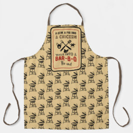 牛の豚の最後のバーベキューにチキンを歩く エプロン