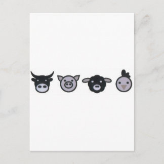 牛の豚の羊の肉 ポストカード