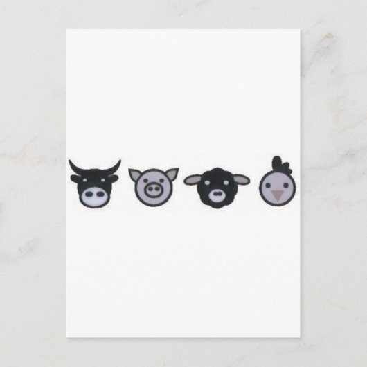 牛の豚の羊の肉 ポストカード (正面)