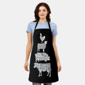 牛の豚の肉の切り取り肉小さなホルダー エプロン (着用した状態)