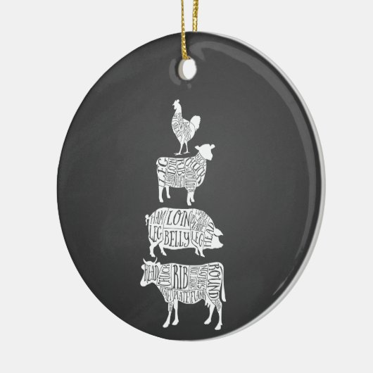 牛の豚の肉の切り取り肉小さなホルダー セラミックオーナメント (左)