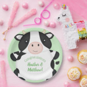 牛の赤ちゃんシャワーグリーン ペーパープレート (パーティー)