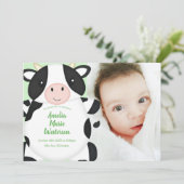 牛の赤ちゃんシャワーグリーン 招待状 (スタンド正面)