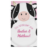 牛の赤ちゃんシャワーピンク スモールペーパーバッグ (裏面)