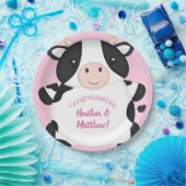 牛の赤ちゃんシャワーピンク ペーパープレート (パーティー)
