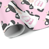 牛の赤ちゃんシャワーピンク ラッピングペーパー (ロールコーナー)