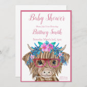 牛の赤ちゃんシャワー招待状、ハイランドカウガール シーズンカード (正面/裏面)