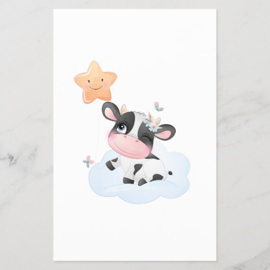 牛の赤ちゃんシャワー美しいドリームゲームベビーABCカード チラシ (裏面)