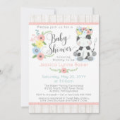 牛の赤ちゃんシャワー |可愛いフローラカーフ素朴オンウッド 招待状 (正面)