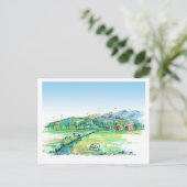 牛の農場の動物の赤い納屋の移動の発表 ポストカード (スタンド正面)