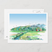 牛の農場の動物の赤い納屋の移動の発表 ポストカード (正面/裏面)