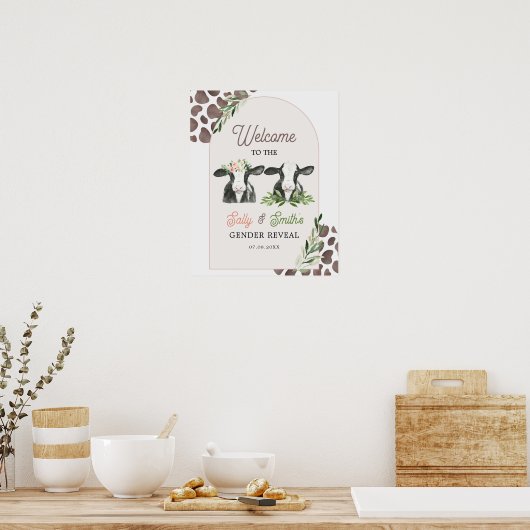 牛の農場の性別がウェルカムサインを明らかにする ポスター (キッチン)