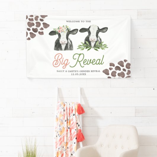 牛の農場の性別が大きなバナーを明らかにする 横断幕 (インサイチュ)