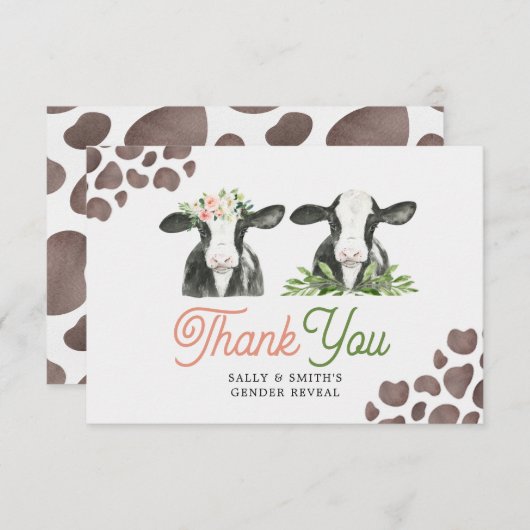 牛の農場の性別の表示サンキューカード サンキューカード (正面/裏面)
