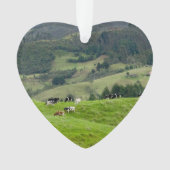 牛の農場の牧場の牛の日付フォトカスタム オーナメント (正面)