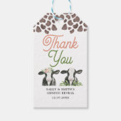 牛の農場ジェンダーを明らかにする感謝のラベル ギフトタグ (正面)