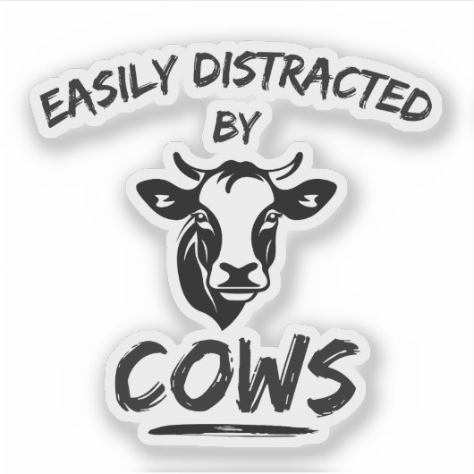 牛の農場：牛に簡単に気を散らす シール (正面)