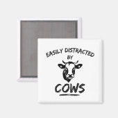 牛の農場：牛に簡単に気を散らす マグネット (正面/裏面)
