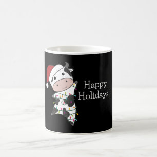 牛の陽気なクリスマスの冬の動物の牛 コーヒーマグカップ
