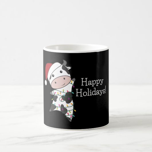 牛の陽気なクリスマスの冬の動物の牛 コーヒーマグカップ (中央)