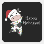 牛の陽気なクリスマスの冬の動物の牛 スクエアシール (正面)