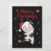 牛の陽気なクリスマス冬の動物の牛の大人C シーズンカード (正面)