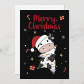 牛の陽気なクリスマス冬の動物の牛の大人C シーズンカード (正面/裏面)