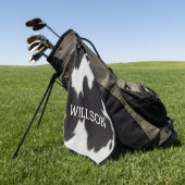 牛の隠し白黒 ゴルフタオル (グリーン)