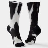 牛の隠し黒と白のクルーの靴下 ソックス (傾斜あり)