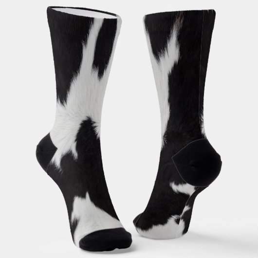牛の隠し黒と白のクルーの靴下 ソックス (傾斜あり)