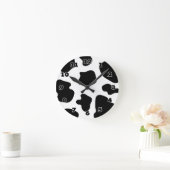 牛の隠れパターンの壁時計 |おもしろいアニマルプリント ラウンド壁時計 (ホーム)