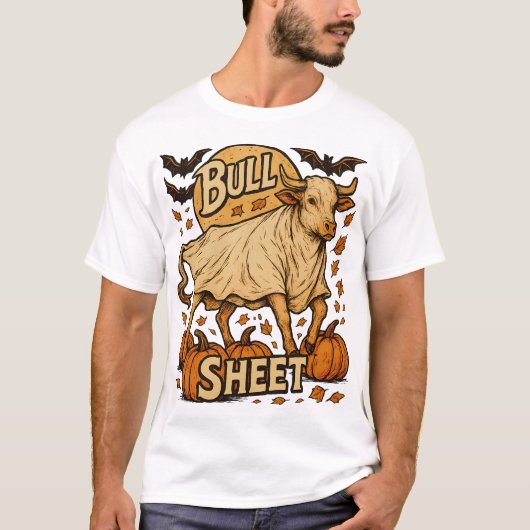 牛の雄のシート ハロウィン Tシャツ (正面)