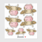 牛の頭のステッカーセット シール (シート)