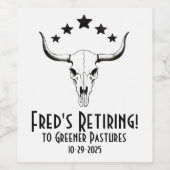 牛の頭蓋骨 ウェスタン 退職パーティー ワインラベル (シングルラベル)